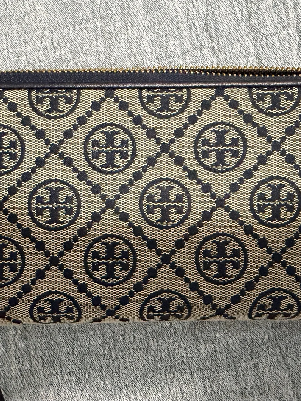 Tory Burch Brown Logo-Print Canvas Crossbody with Gold Hardware